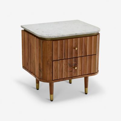 Flute Marble Bedside Table