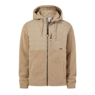 Hare Mens Padded Sherpa Hooded Jacket - Light Sand