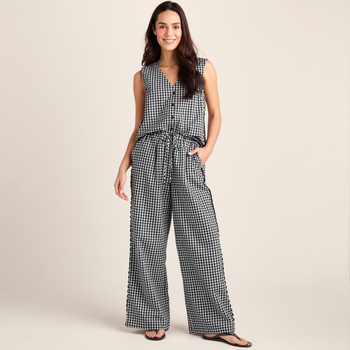 Fearne Womens Gingham Trousers - Black Check