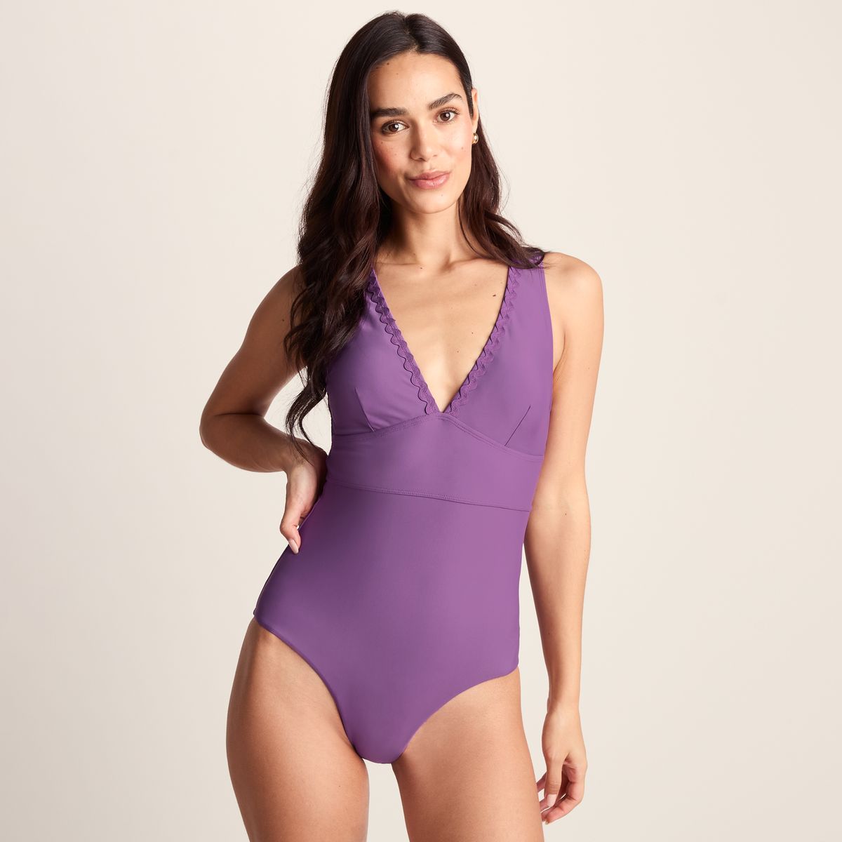 Katerina Womens One Piece Mesh Lined Swimsuit - Orchid