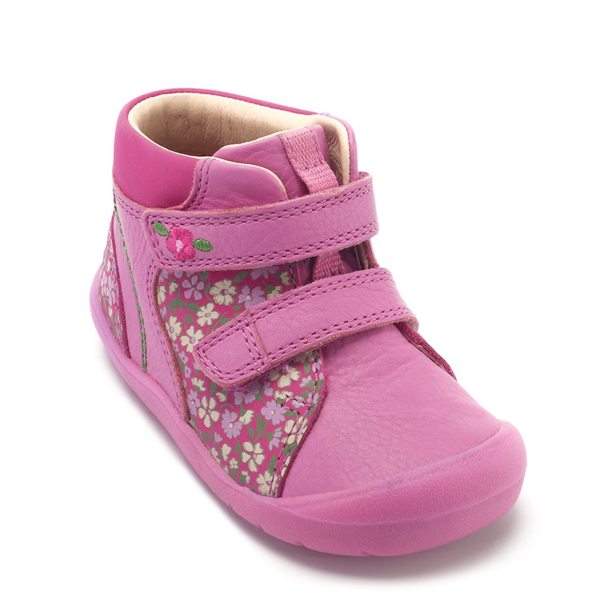 Play Date Pink leather floral Start-Rite x JoJo Maman Bébé riptpae first walking high top boots