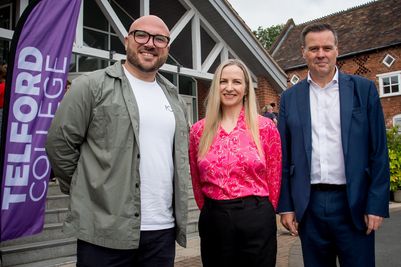 Keynote speaker and UK leading voice on AI in Education Ben Whitaker, Danielle McKernan, teaching and learning specialist with Everway, and Telford College Principal and Chief Executive, Lawrence Wood.jpg