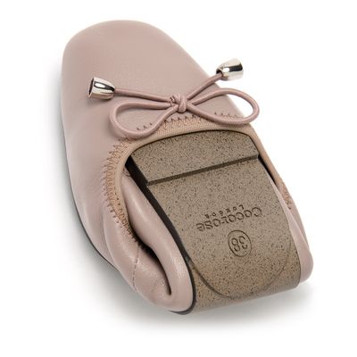 Barnes with a Bow Dusky Pink Leather Fold Up Ballet Flats from Cocorose London