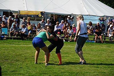 Women compete in the Cumberland & Westmorland wrestling at Grasmere Sports and Lakeland Show