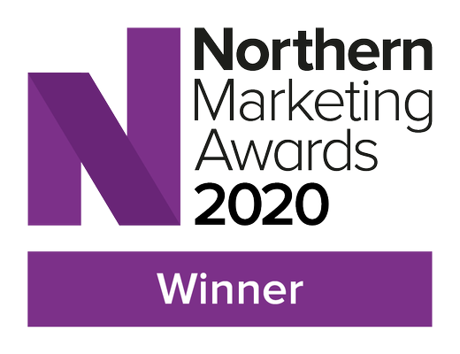 Winner's logo from the Northern Marketing Awards 2020, for Langley Castle Hotel and Catapult PR