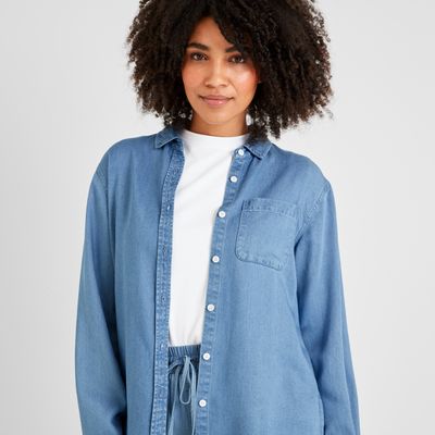 Casey Women's Shirt Long Sleeve - Faded Indigo