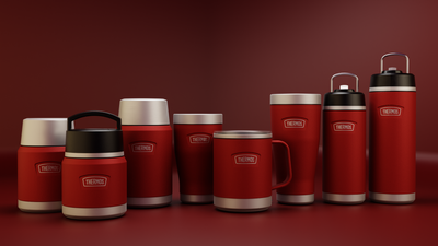 The Ruby Red colour of the Thermos Icon range