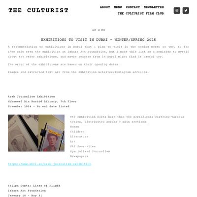 Screencapture of The Culturist