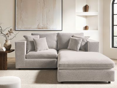 Solace+Co Asher 3 Seater with Reversible Footstool Beige Boucle