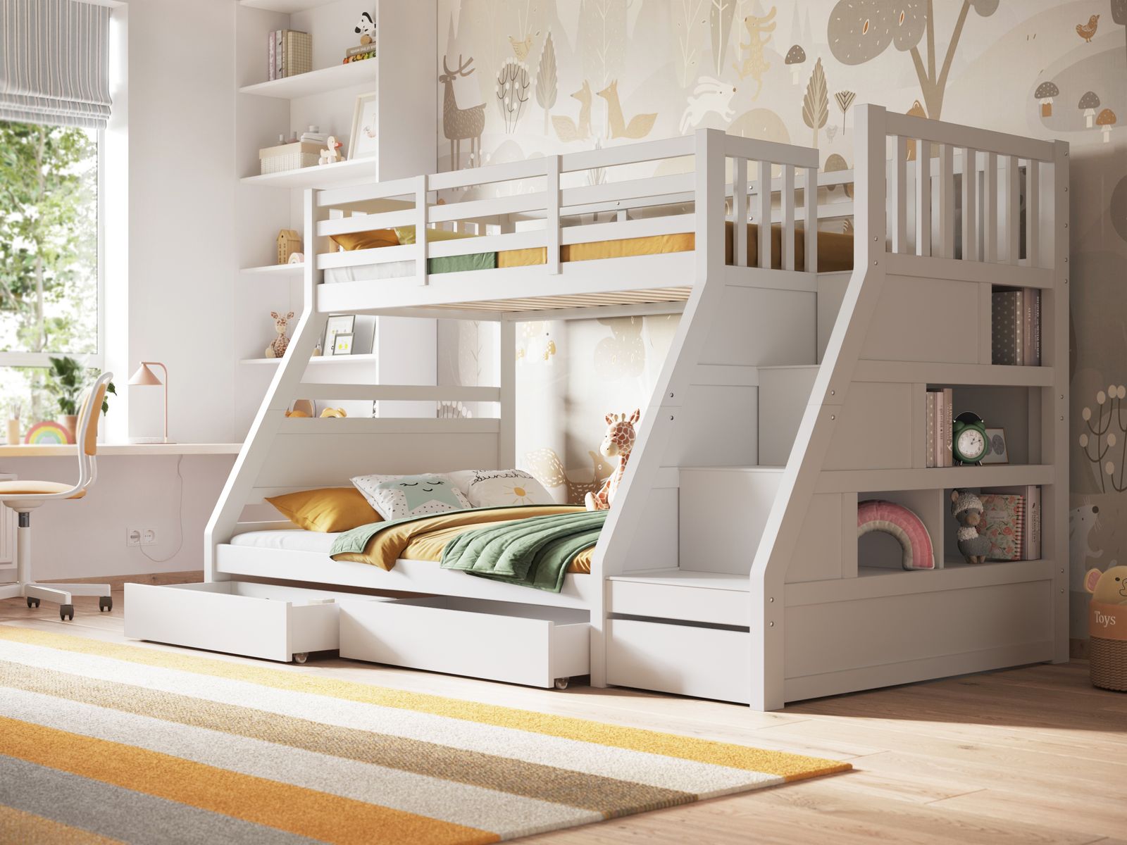 Flair Lunar Triple Staircase Bunk Bed with Storage