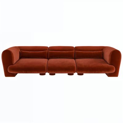 Solace+Co Maddox 4 Seater Velvet Sofa - Orange