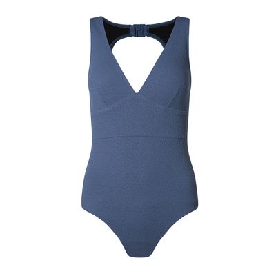 Maggie Womens Mesh Lined One Piece Swimsuit - Smokey Blue