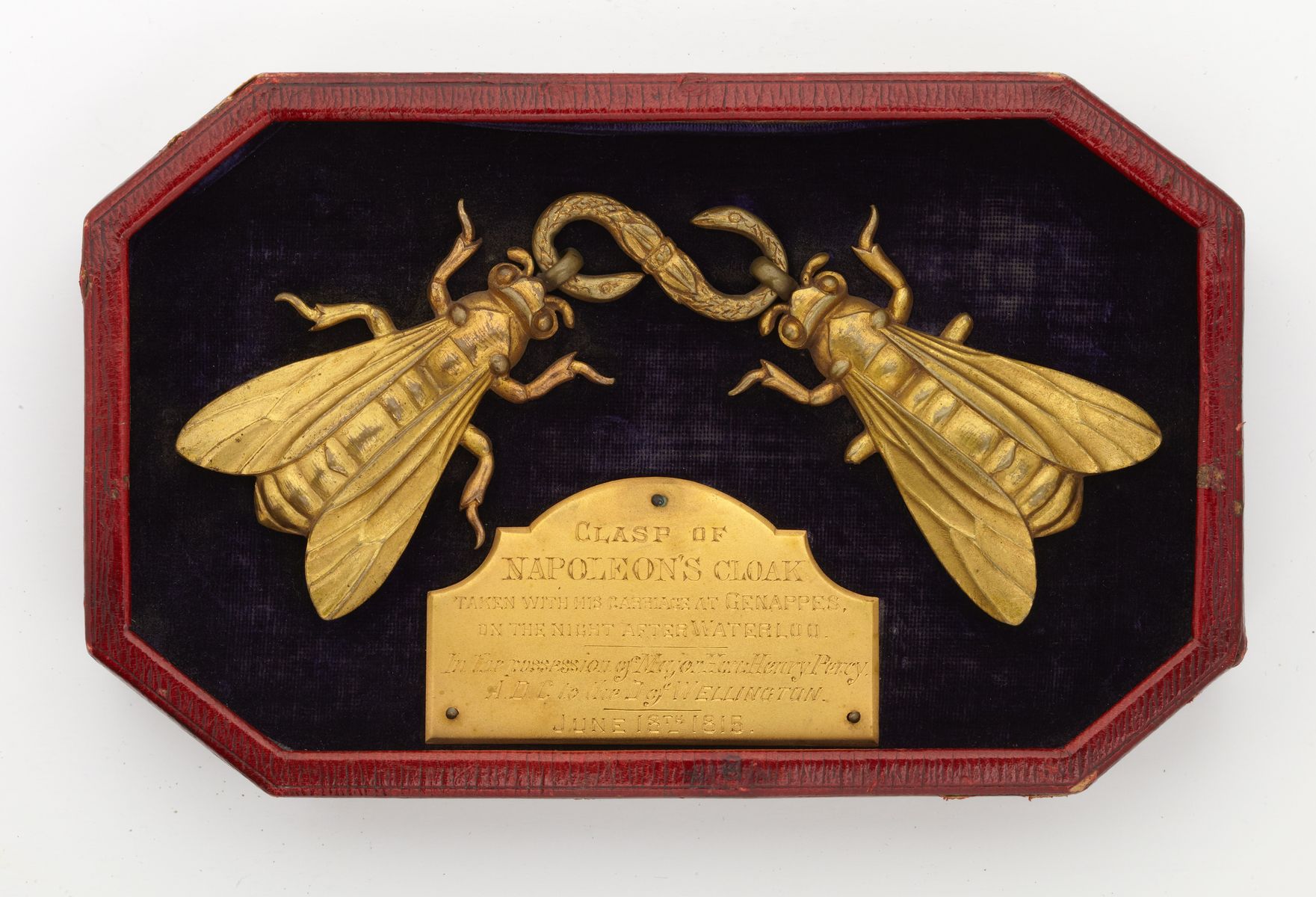 The clasp of bees taken from Napoleon's cloak after the Battle of Waterloo.