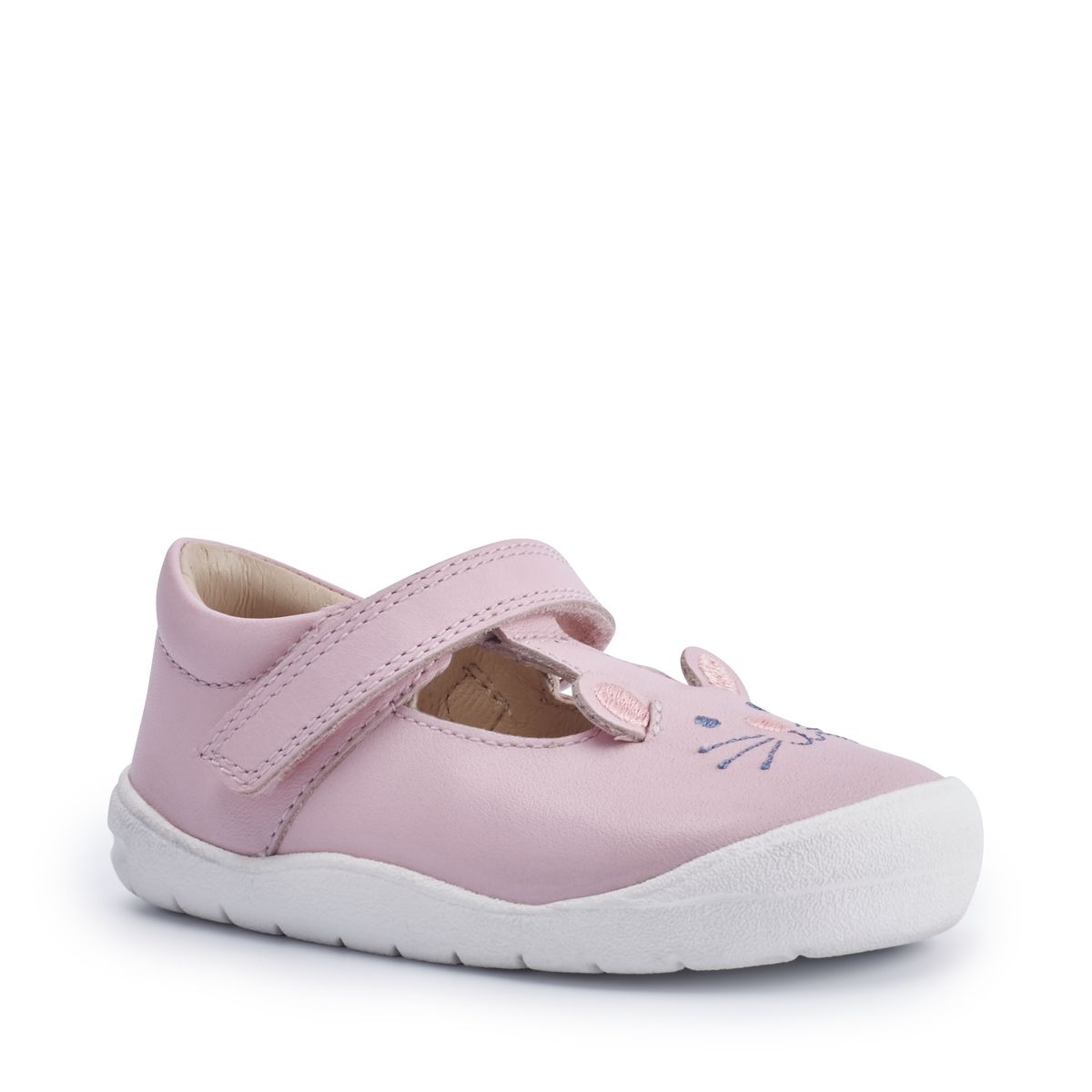 'Buddy' in pink leather and mouse detail riptape first walking shoes detail from the latest Start-Rite Shoes and JoJo Maman Bébé Collection 