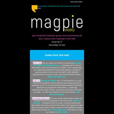 Screencapture of Magpie Weekly (newsletter)