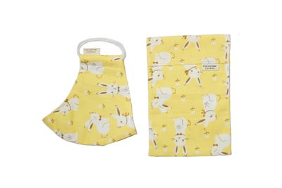 CRFM046 Children's Cotton Face Mask and Pouch - Yellow Rabbits.jpg
