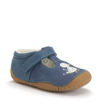 Squish Denim blue nubuck/leather babies T-bar pre-walker shoes
