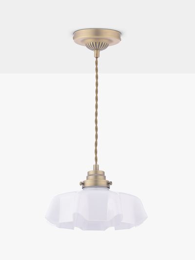 Banham Pendant Matt Antique Brass and White Glass