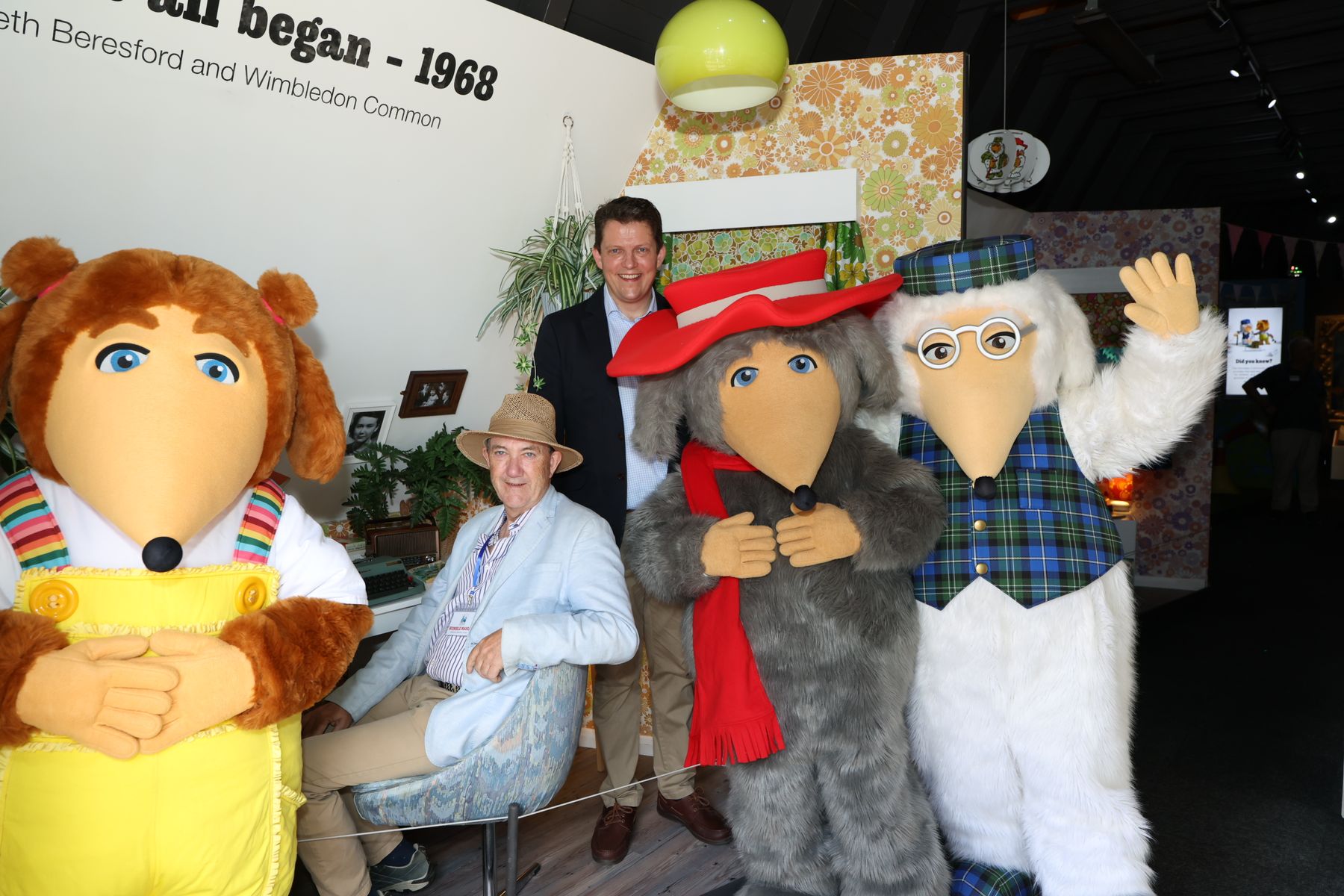 Marcus Robertson with Rupert Pugh and Alderney, Orinoco and Great Uncle Bulgaria in Womble Mania.JPG