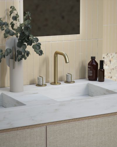 Deck Mounted Basin Tap in Warm Brass