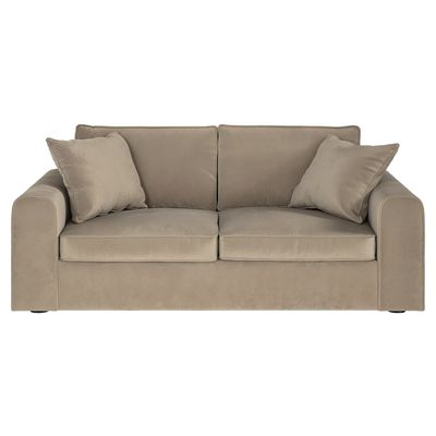 Solace+Co Ainsley 3 Seater Sofa Beige Velvet
