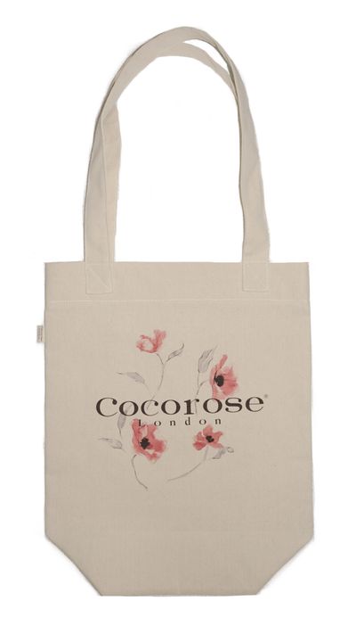 Poppies: Natural cotton canvas tote bag from Cocorose London's Countryside Collection