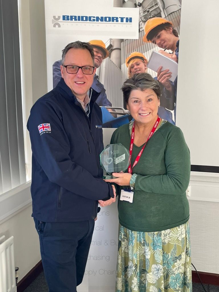 Adrian Musgrave (Bridgnorth Aluminium) and Sonia Roberts (Shropshire Community Foundation).jpeg