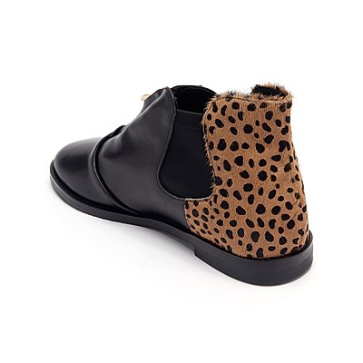 Hampstead Black and Leopard Print Leather Boots from Cocorose London