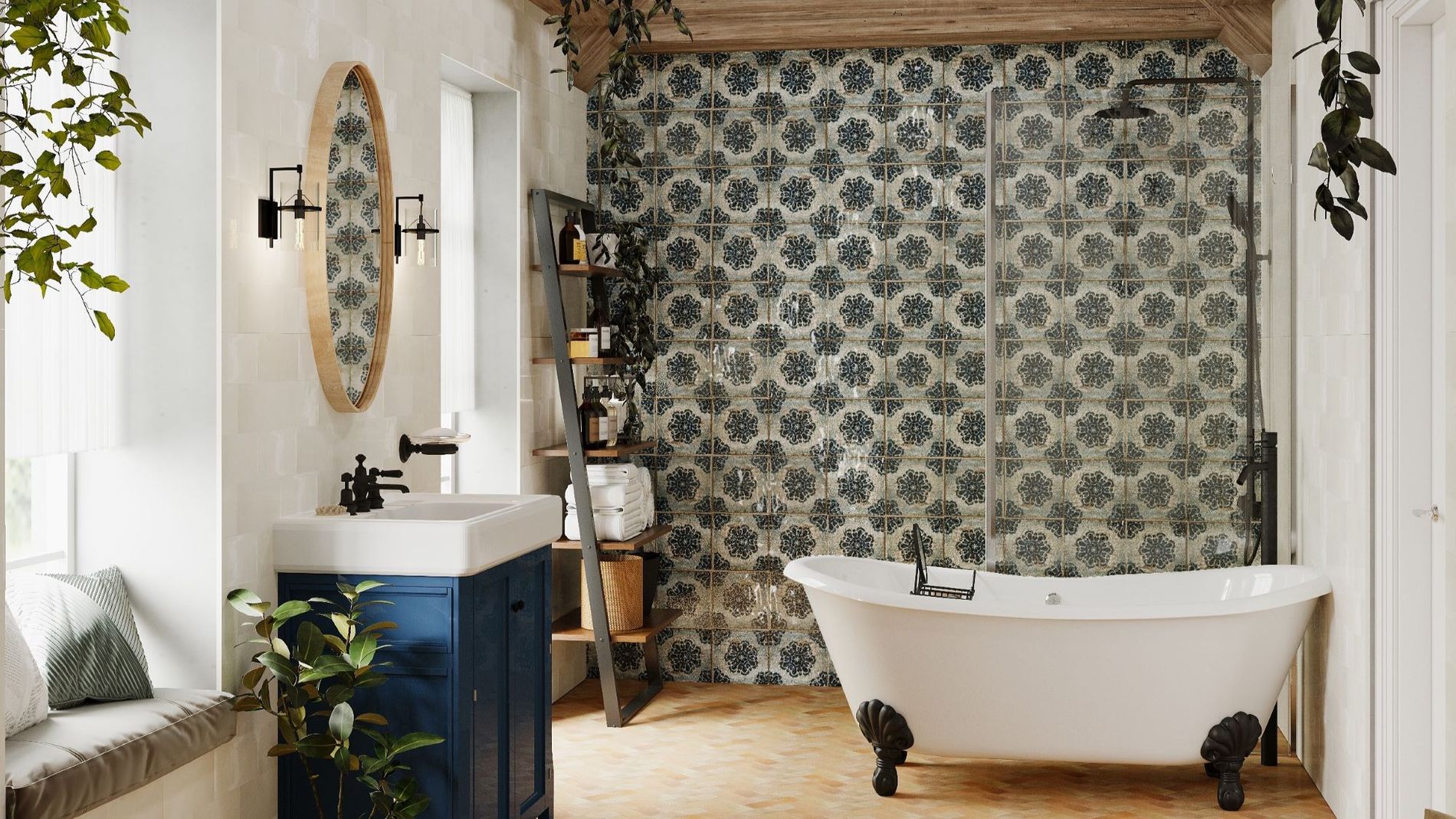 2000px Baked Tile Co, Tuscany Flower Decor 20cm X 20cm, £2.14, 8076388.jpg