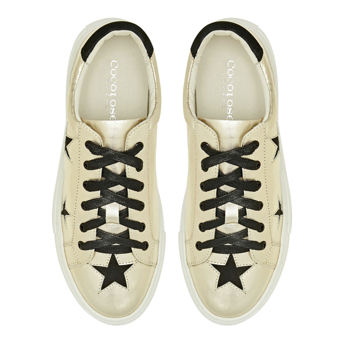 Cocorose London Hoxton Gold with Black Stars comfort trainers