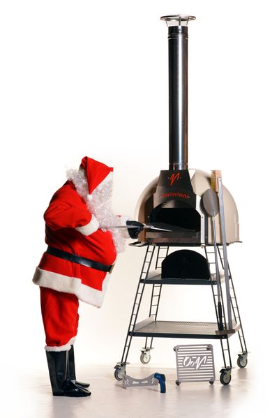 Santa Claus with a Valoriani UK wood fired pizza oven from Orchard Ovens