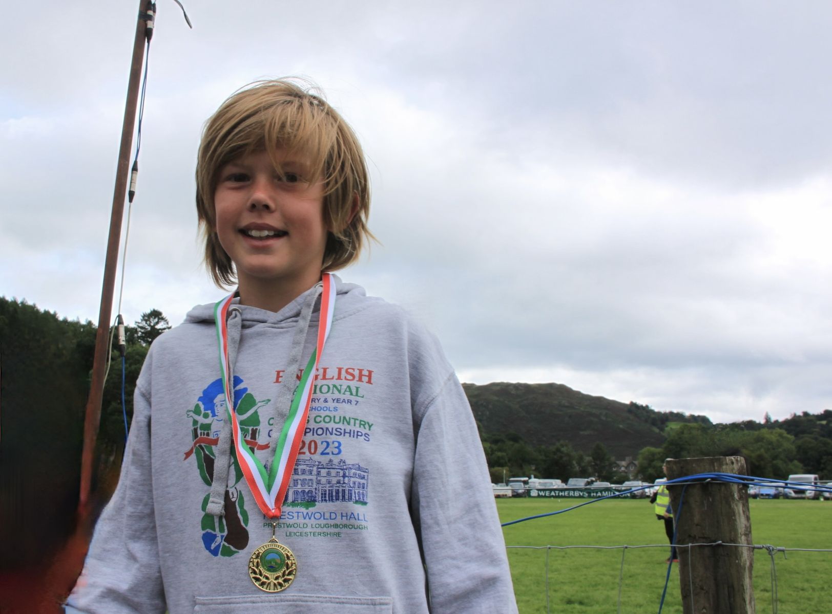 Noah Cook from Ulverston, winner of the Under 12s fell race (Guides race) at Grasmere Lakeland Sports and Show 2023