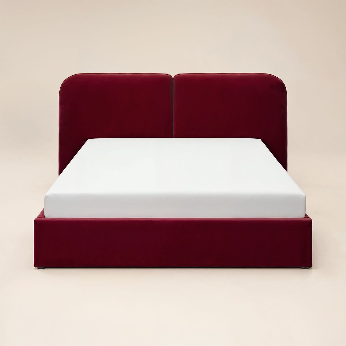 Solace+Co Lena Ottoman Bed Burgundy Velvet