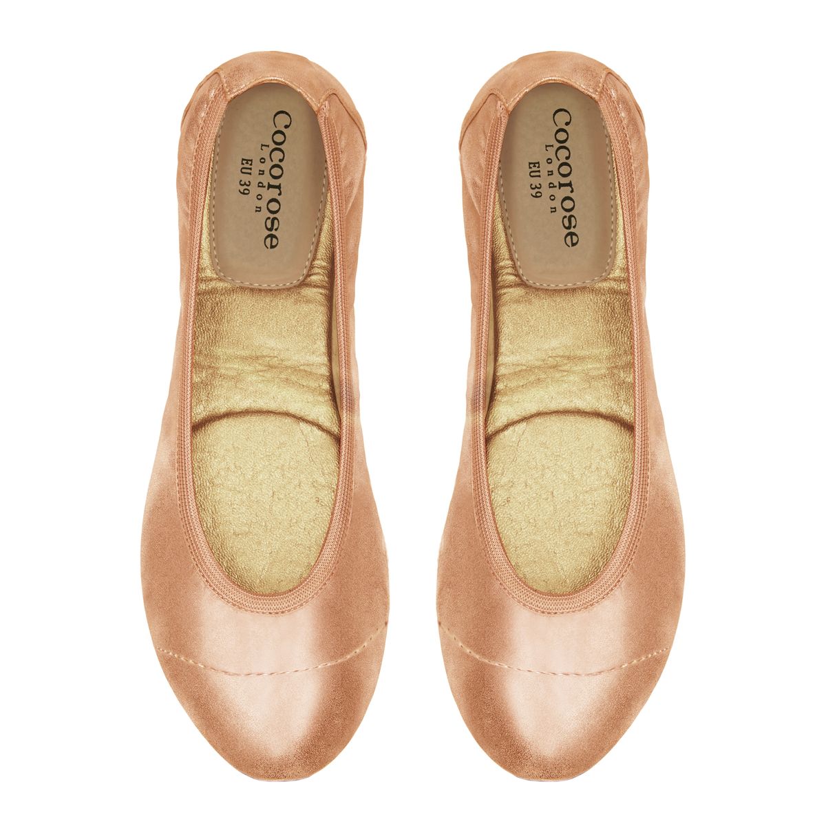 Barbican Rose Gold Shimmer Ballerina Pumps by Cocorose London