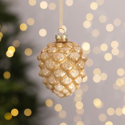 12 Piece Gold Coloured Glass Bauble Collection