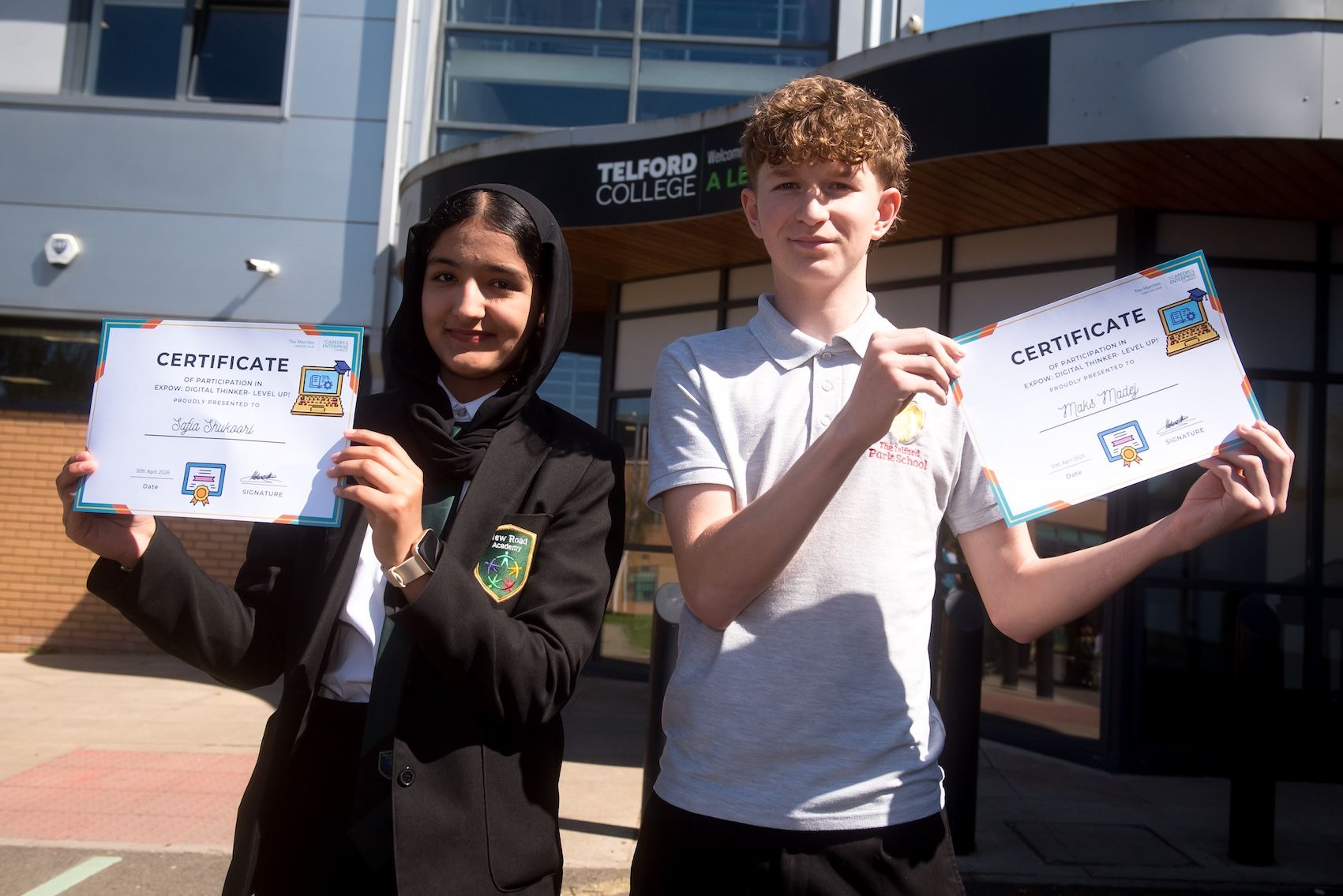 Year 9 pupils Safia Shukaari and Maks Medej took part in the pilot at Telford College copy.jpg