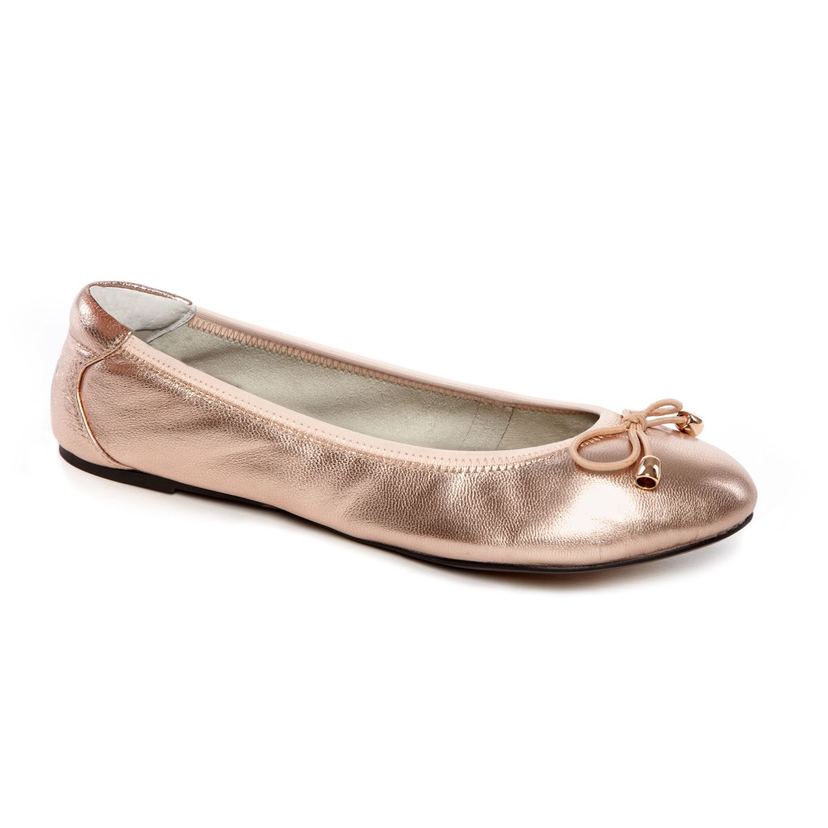 Sandringham Rose Gold leather ballerinas from Cocorose London