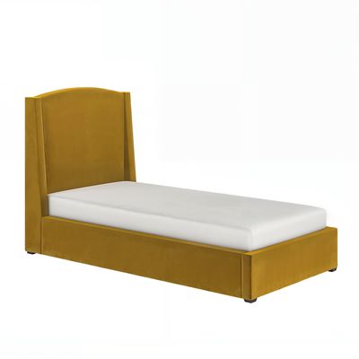 Solace+Co Blaine Single Winged Headboard Ottoman Bed Gold Velvet
