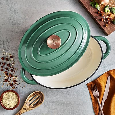 Barbary & Oak BO800252GRN Foundry 29cm Oval Casserole Cast Iron Verdigris Green.jpg