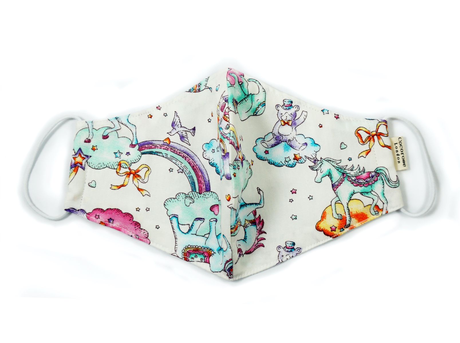 Children's Unicorn and Rainbows face mask from Cocorose London