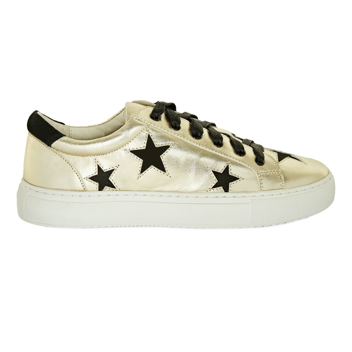 Cocorose London Hoxton Gold with Black Stars comfort trainers