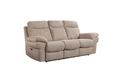 Tanya Beige Fabric Electric Recliner 3 Seater Sofa
