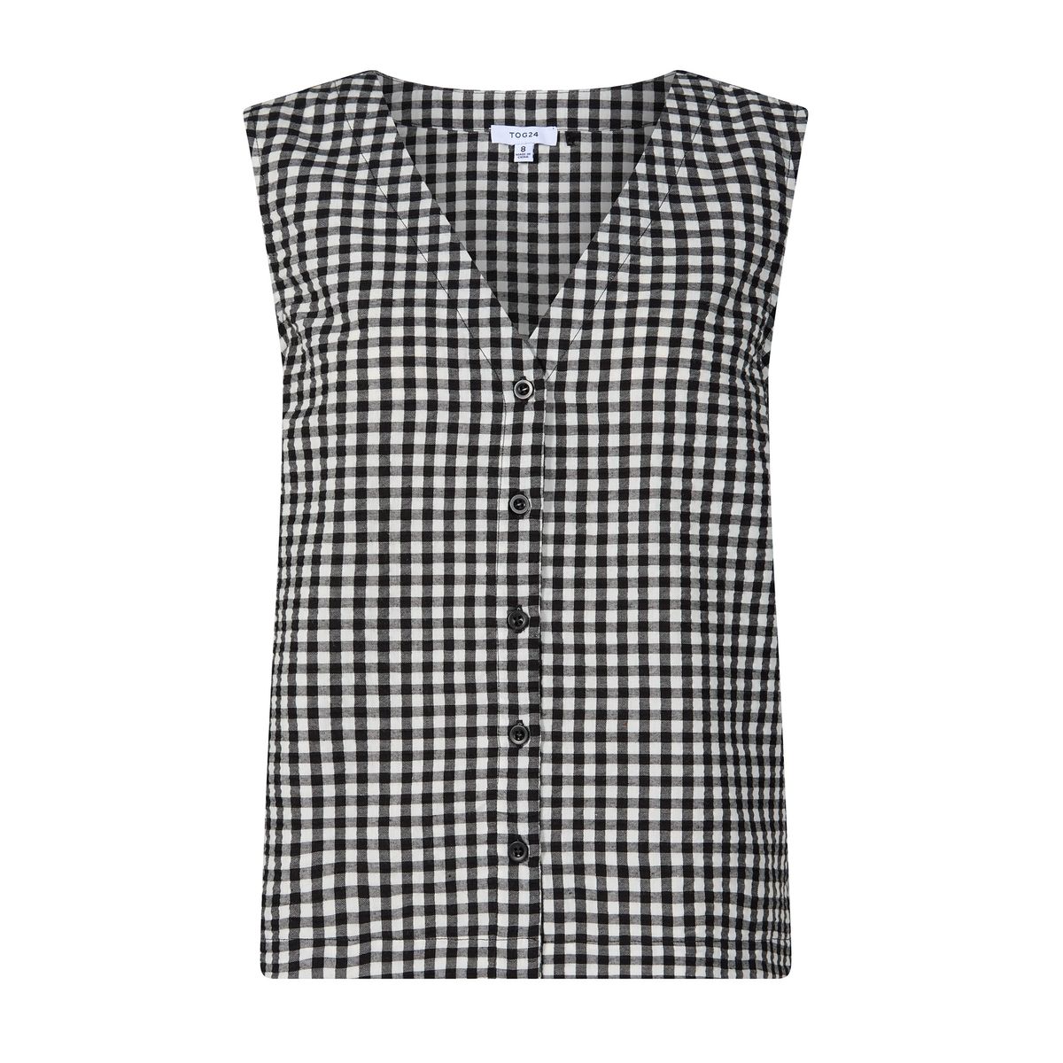 Lila Womens Short Sleeve Gingham Check Shirt - Black Check