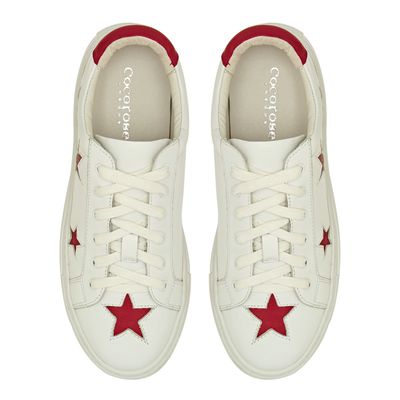 Hoxton White Trainers with Red Stars