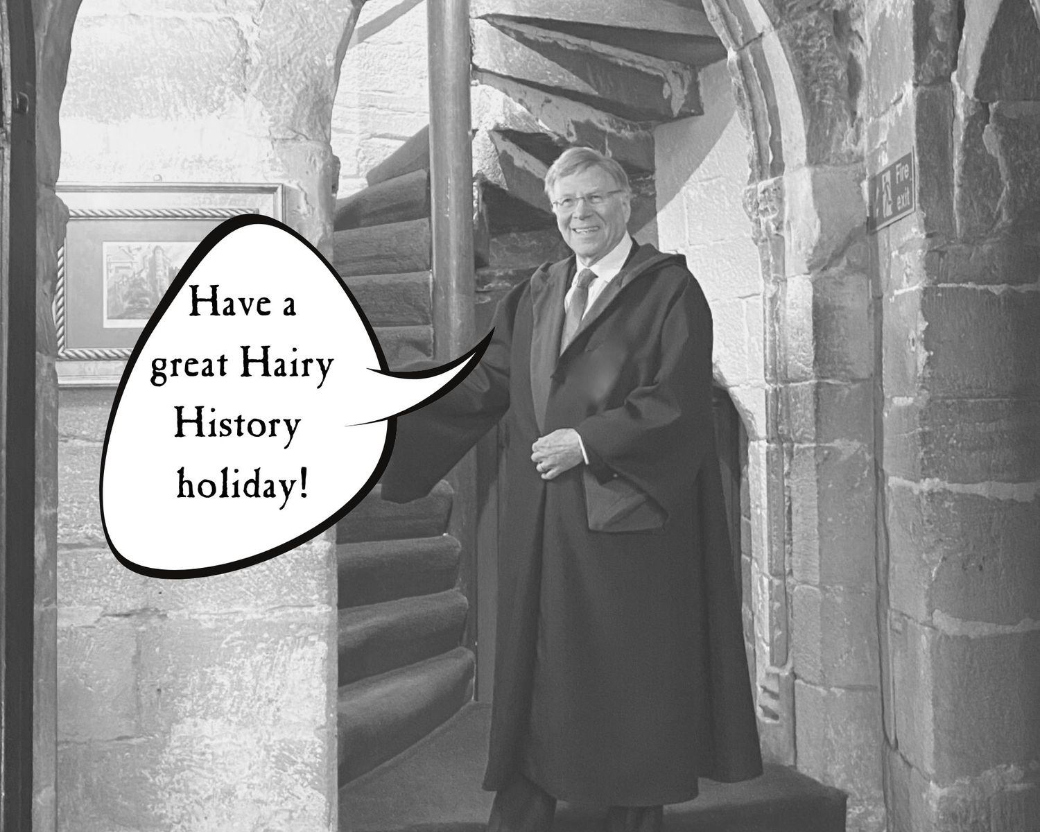 Langley Castle owner, Dr Stuart Madnick, an American professor at the Massachusetts Institute of Technology, wishing UK kids a great edu-staycation at his castle hotel.