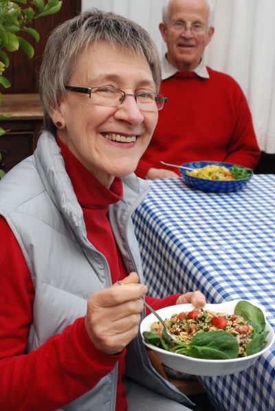 Couple eating a vegetarian meal