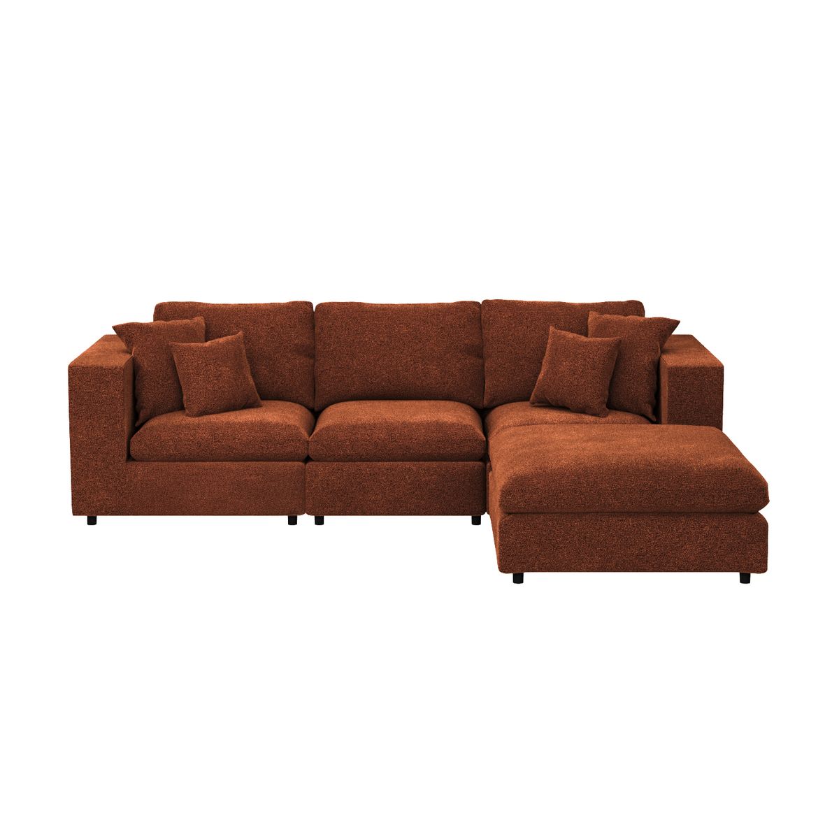 Solace+Co Asher 4 Seater with Reversible Footstool Burnt Orange Chenille