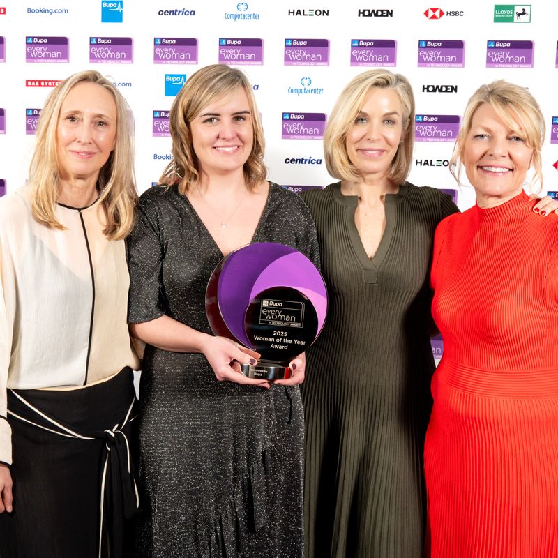 Carla Brackston (Woman of the Year at the 2025 Bupa everywoman in Technology Awards) with everywoman