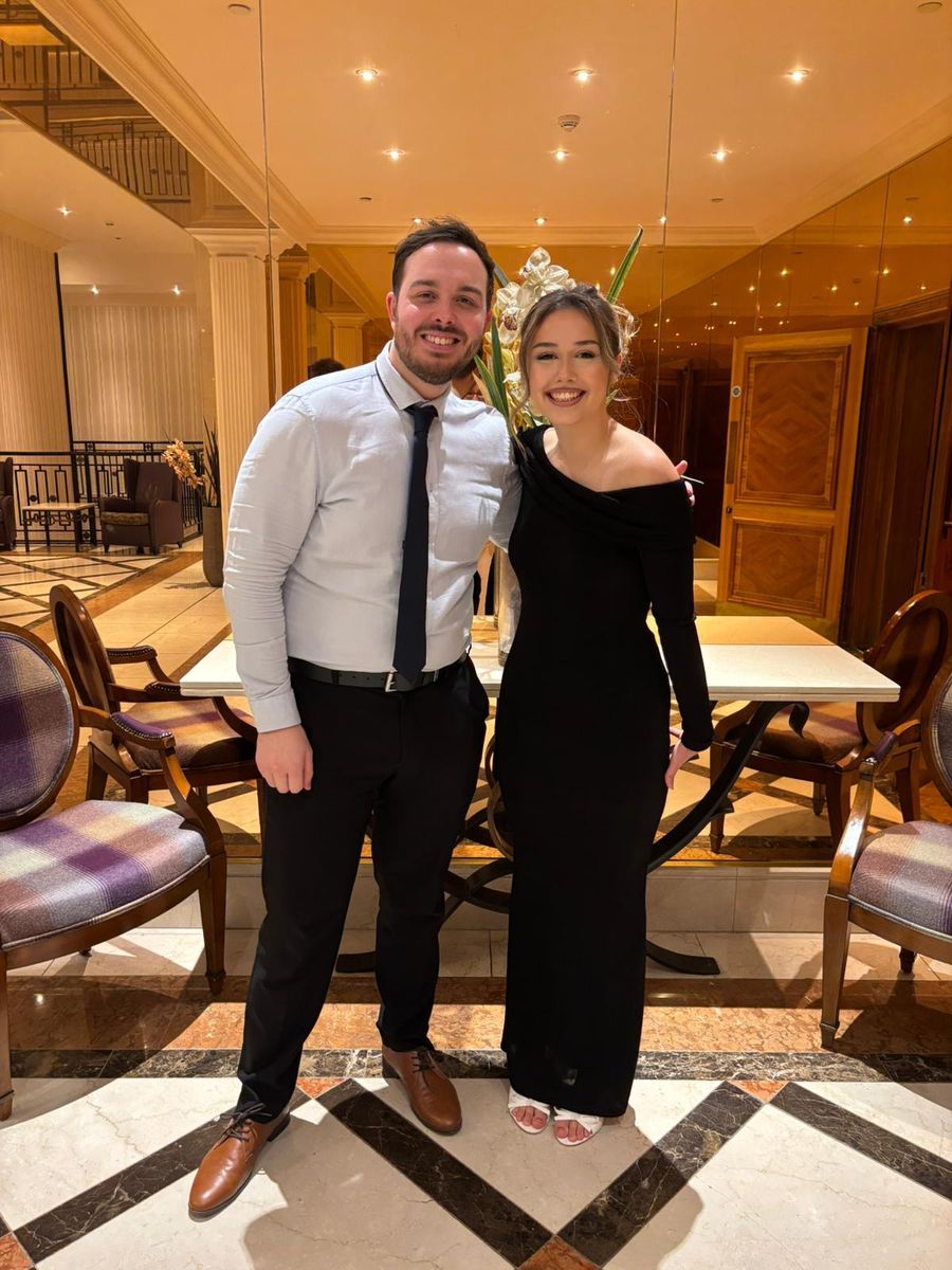 Finalist Lydia Hargrave with Moulton College lecturer Jack Howsin