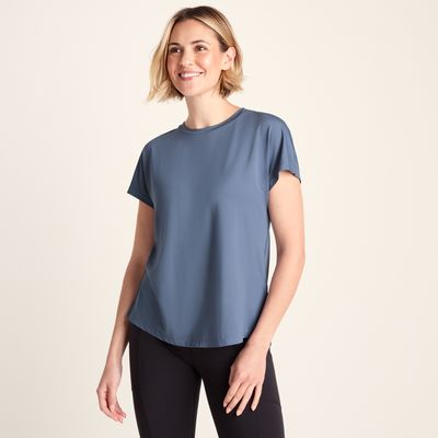 Skyla Women's Short Sleeve Performance Top - Smokey Blue